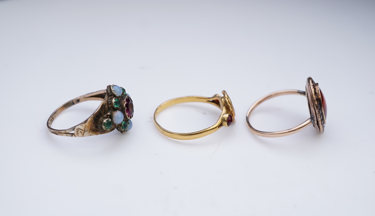 A collection of three antique rings, late 18th-19th century